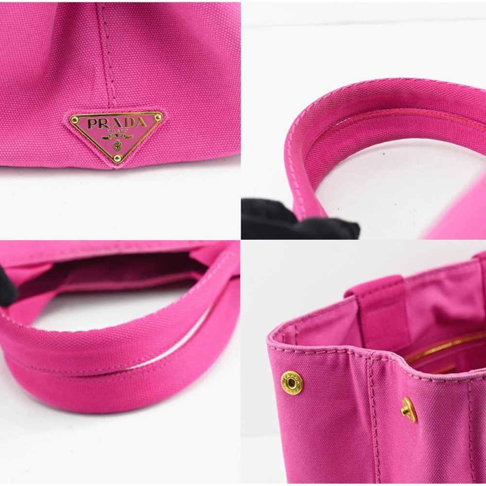 Auth Prada Canapa Hand Bag Pink Canvas #36583P34B - Picture 9 of 12